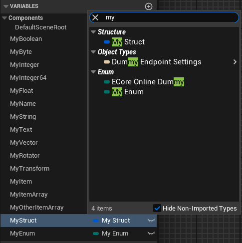 Using custom variable types